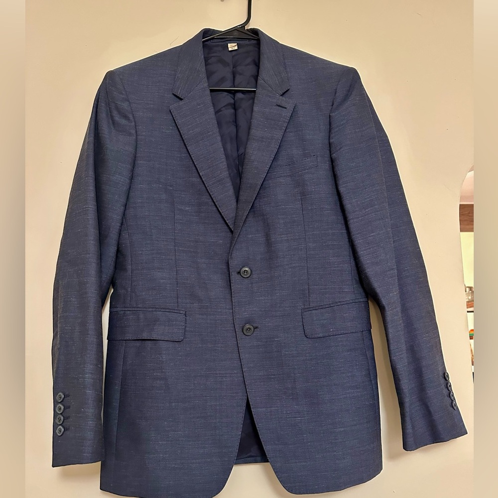 Burberry London Blazer 40R Made in Italy – Wool Linen Blend Navy Suit Jacket - Picture 1 of 8